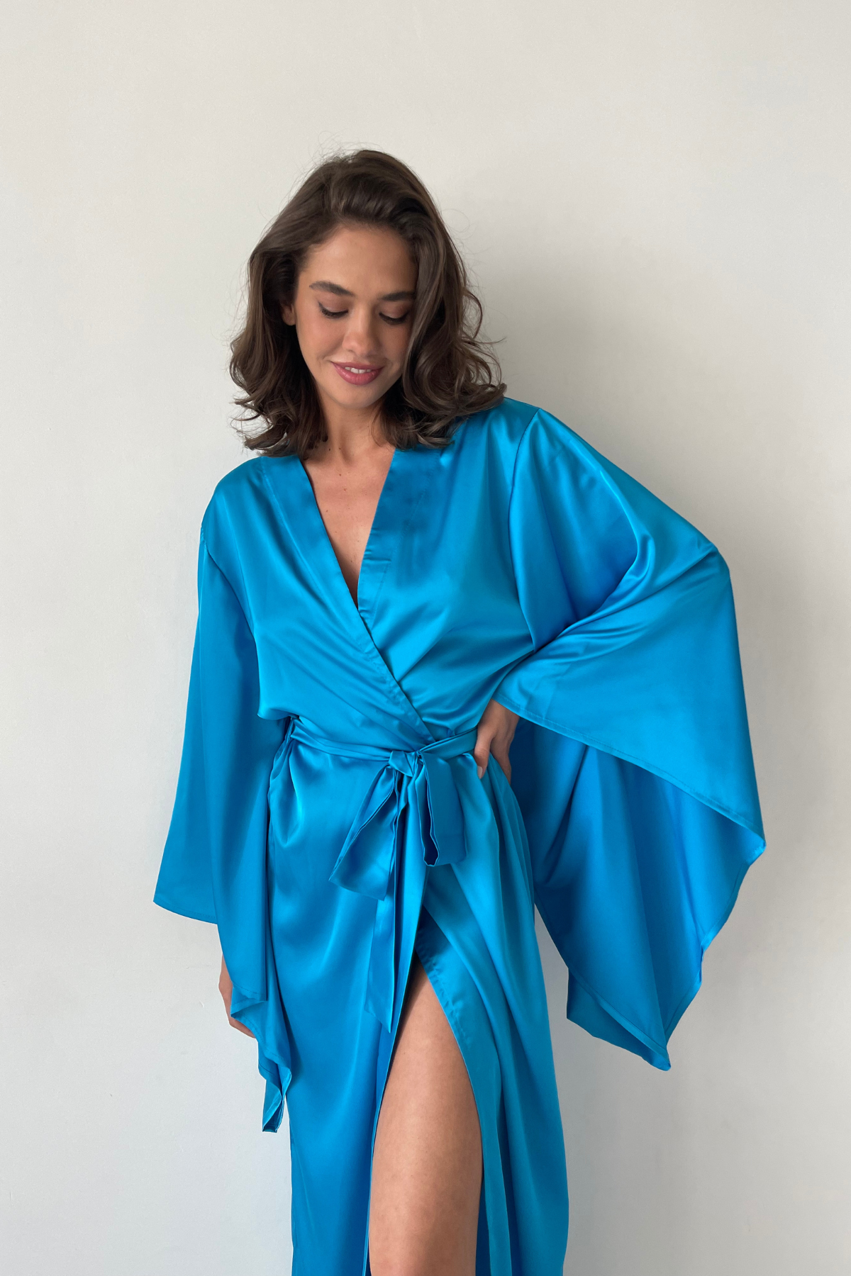 Sea Neon Blue Kimono Robe-2