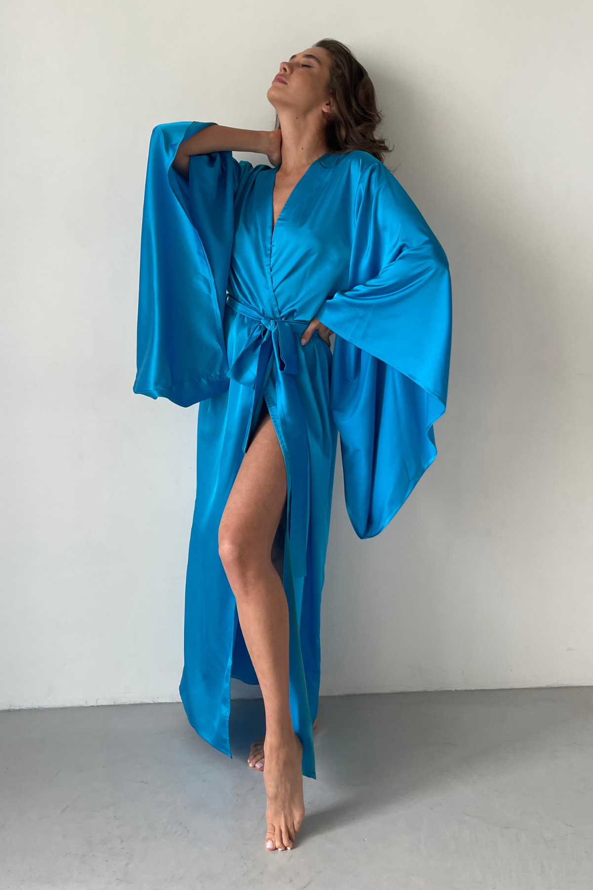 Sea Neon Blue Kimono Robe-3