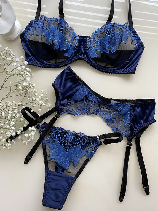 Midnight Blossom Garter Belt-0